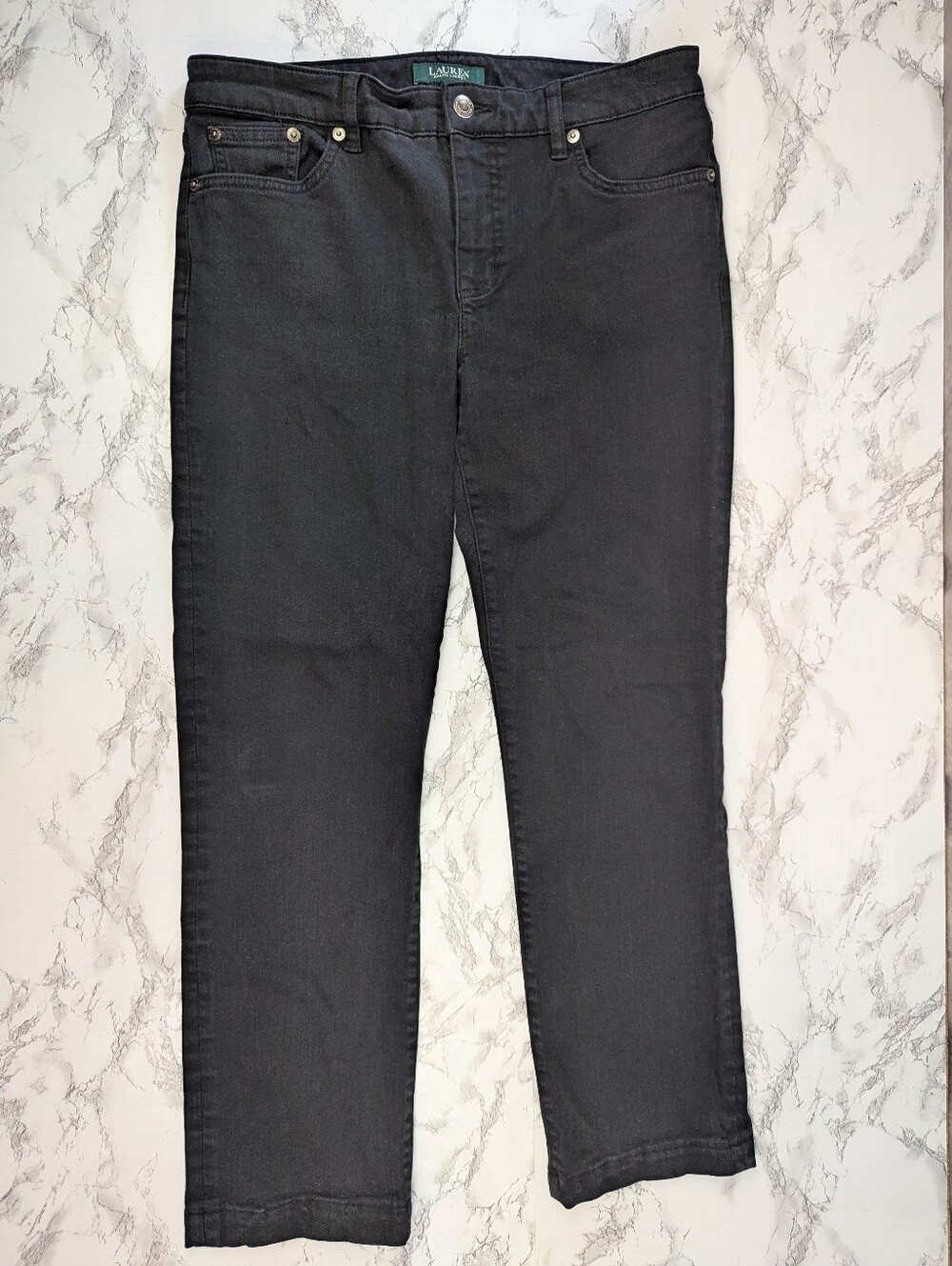 Lauren Ralph Lauren Sz 10 Modern Straight Curvy Black Jeans - Picture 3 of 12
